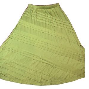 Soft Surroundings Petite S Maxi Skirt Stretch Waist Olive Green Viscose Spandex